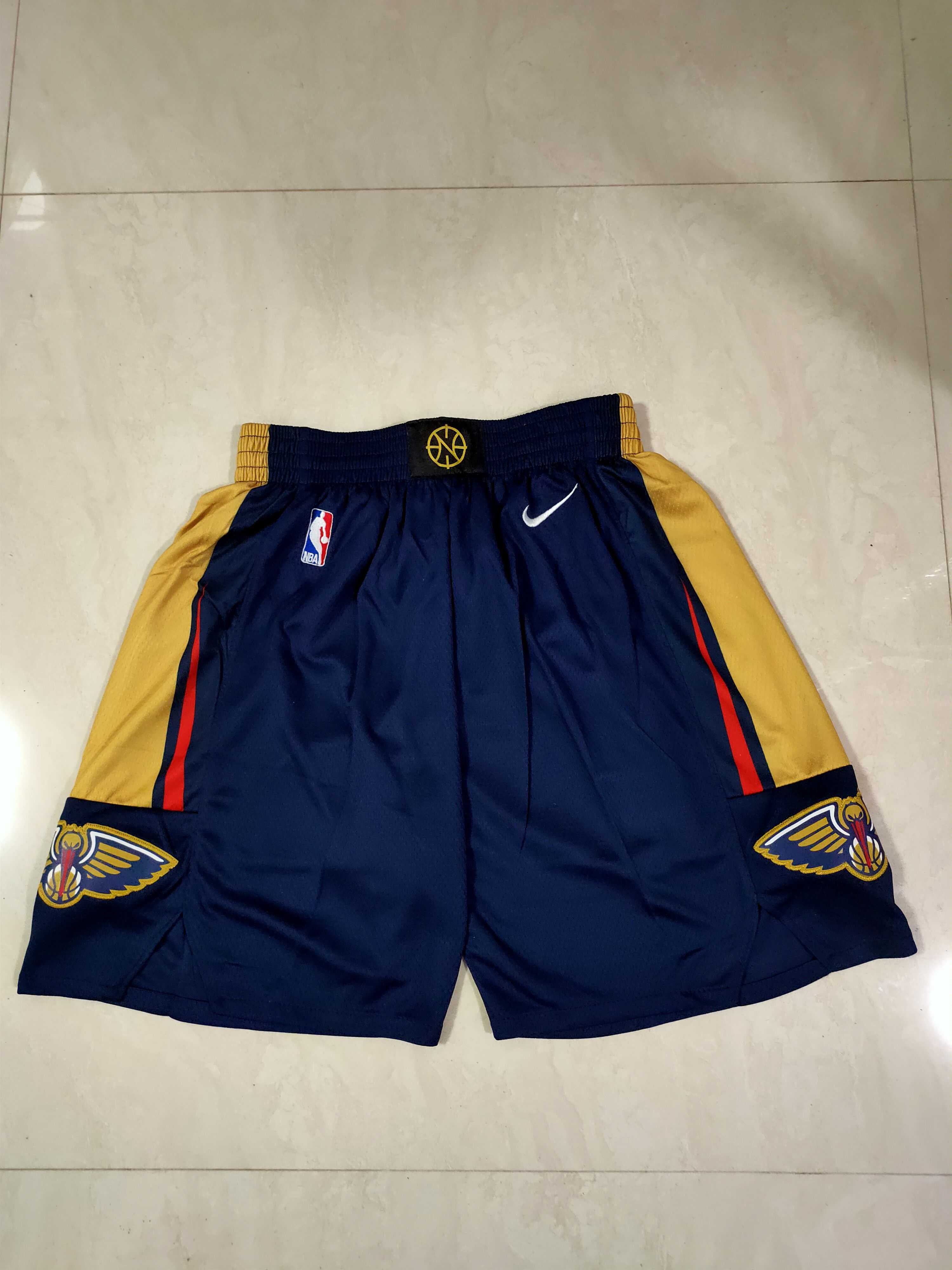 Men NBA New Orleans Pelicans Blue Shorts 0416